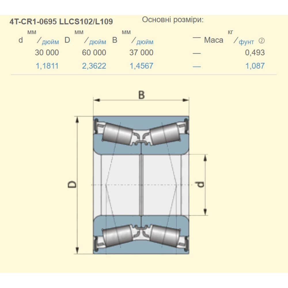 Подшипник John Deere AN281856 аналог 4T-CR1-0695 LLCS102/L109 NTN