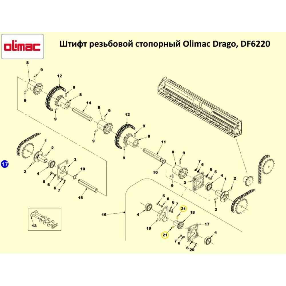 Штифт нарізний стопорний Olimac Drago, DF6220