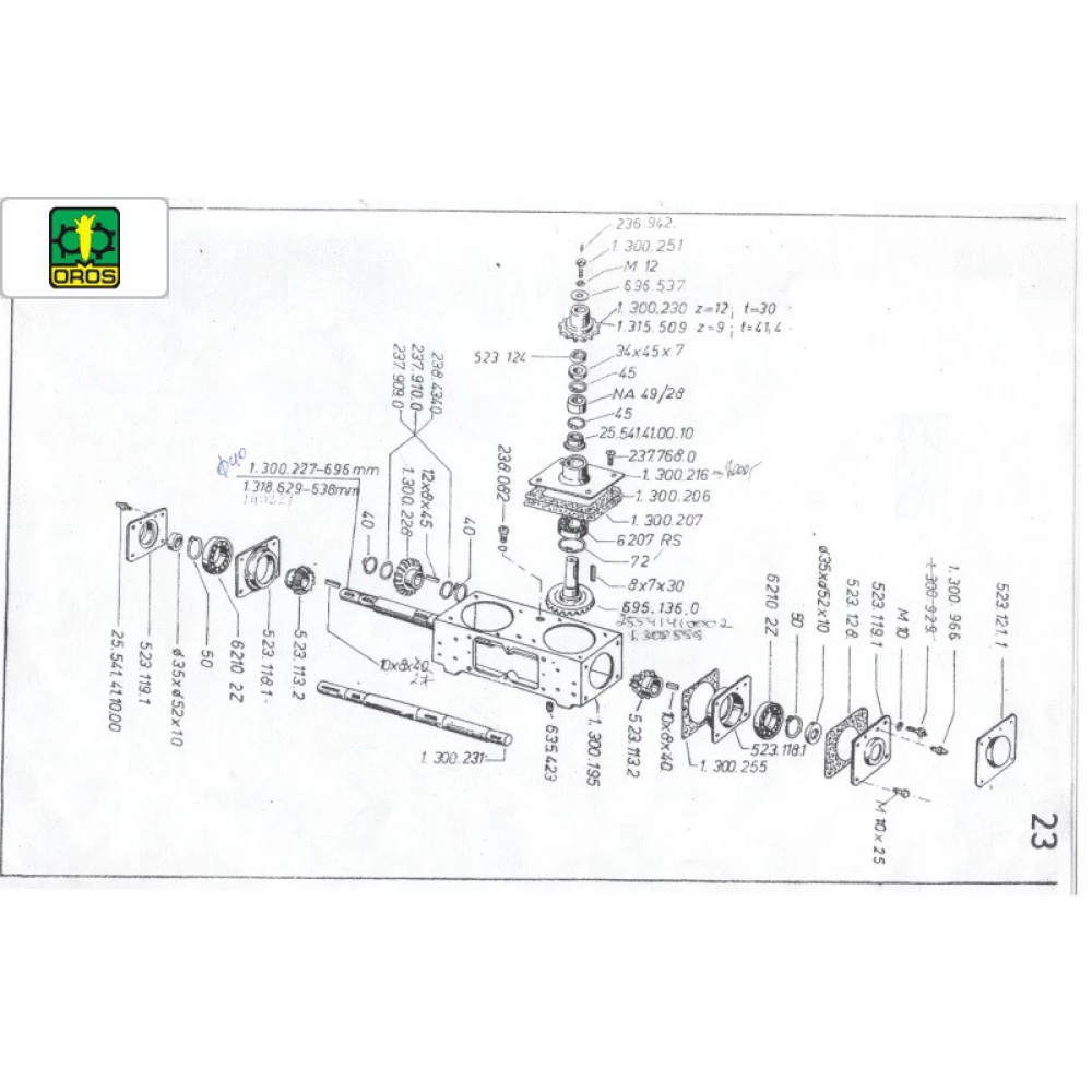 Зірочка редуктора Z-12, t-30, d — 28 мм OROS, 1.300.230