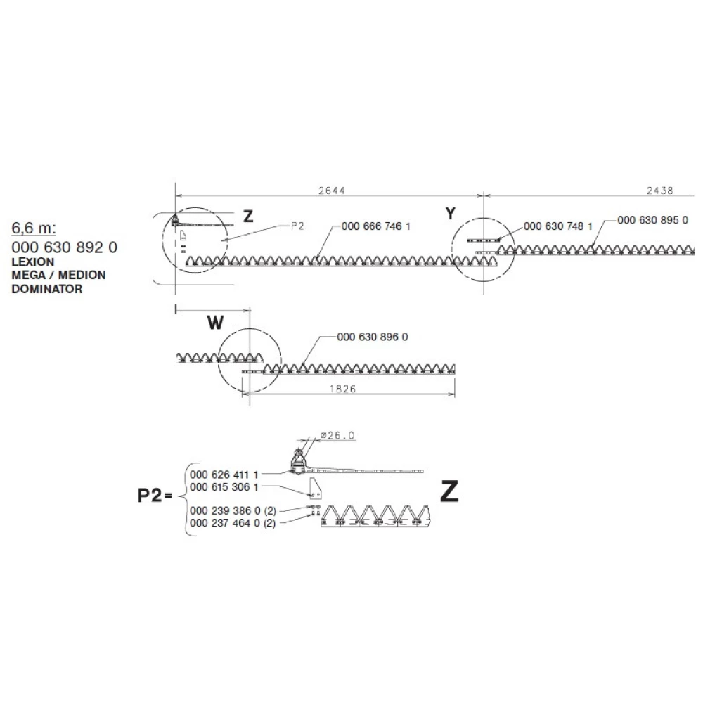 Коса жатки 6,6 метра з головкою на Claas Lexion, Mega, Medion, Dominator, 630892