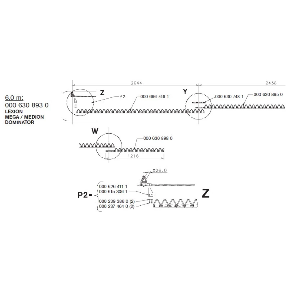 Коса жатки 6 метрів на Claas Lexion, Mega, Medion, Dominator, 630893