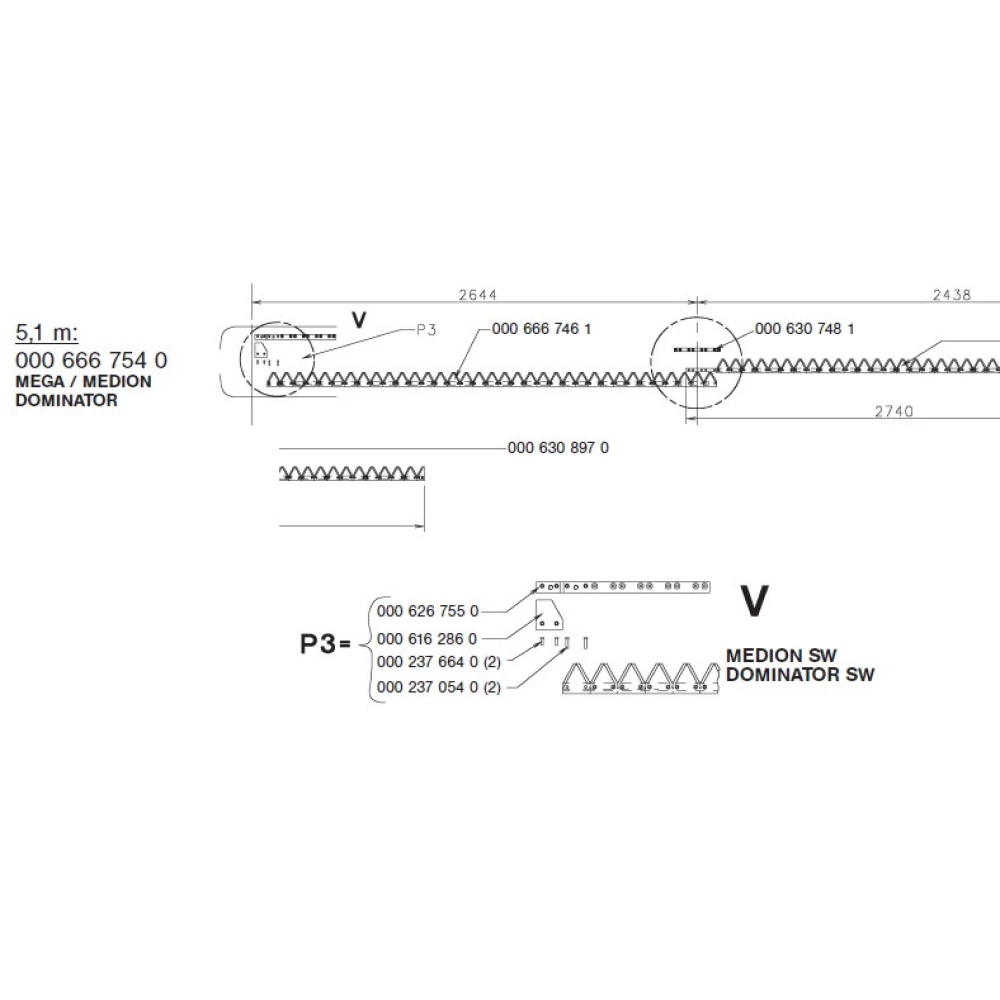 Коса жатки 5,1 метра на Claas Mega, Medion, Dominator, 666754.0