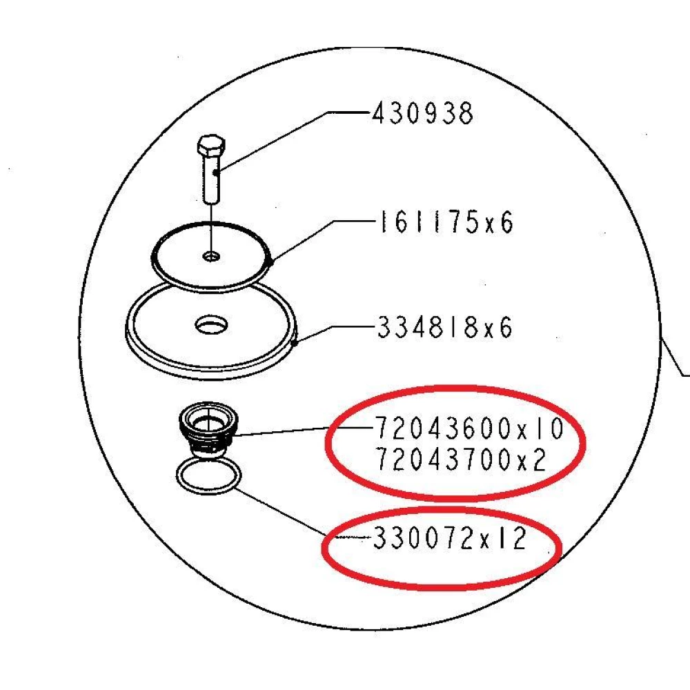 Клапан D-42 мм h-33 мм випускний насоса Hardi 463, 72043700