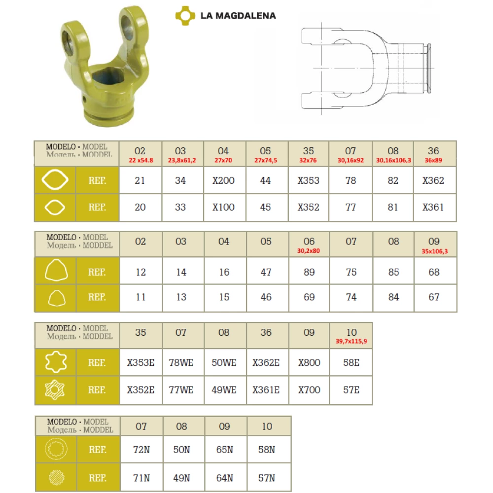 Виделка 21 шліц під хрестовину 27х74,5