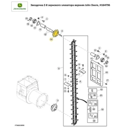 Звездочка Z-8 привода зернового элеватора верхняя John Deere, H164796