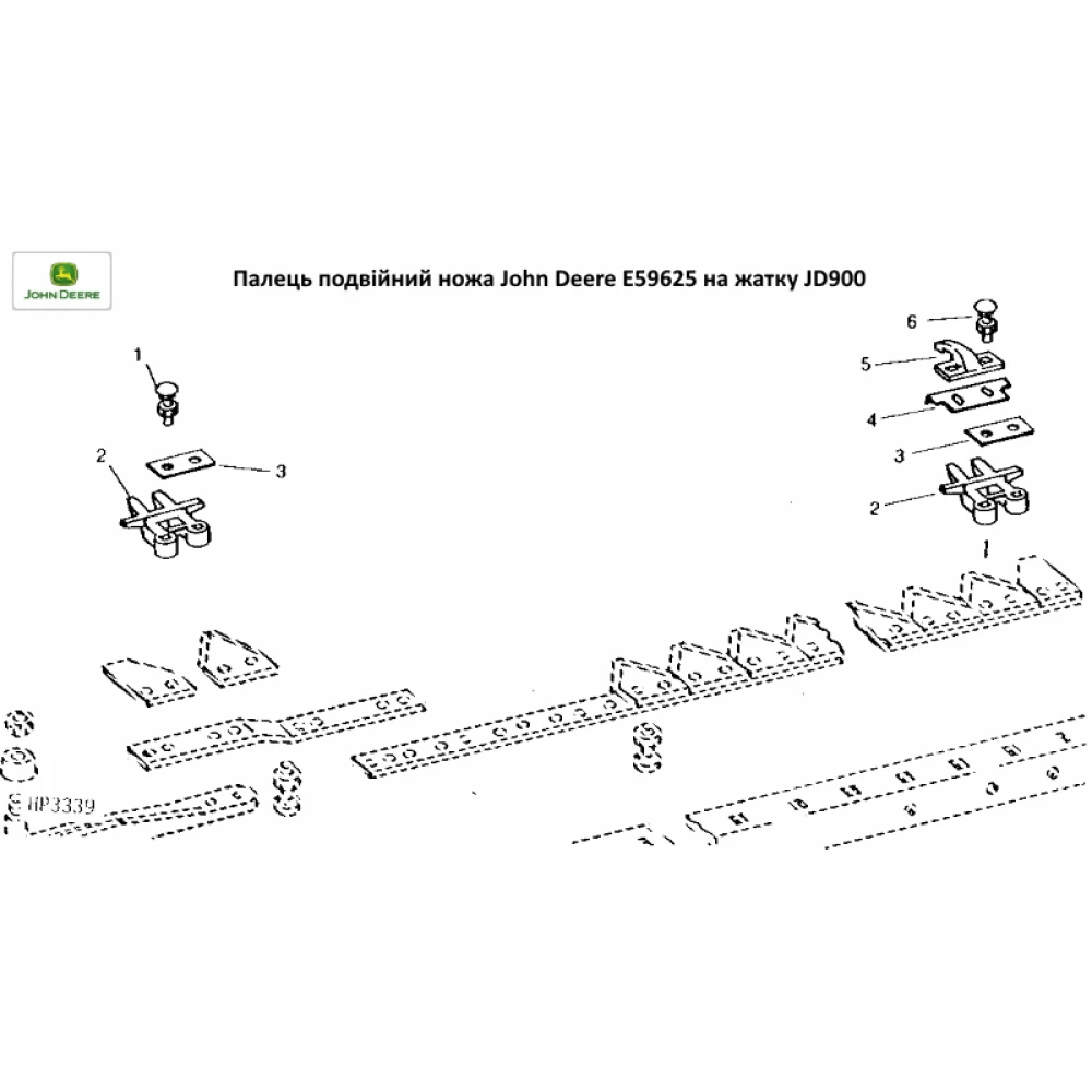 Палець подвійного ножа жатки John Deere E59625 на JD900