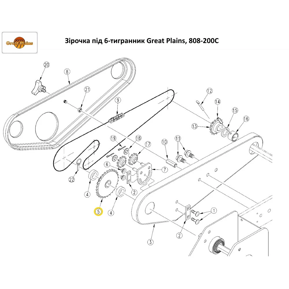 Звездочка двойная под 6-граннник Great Plains, 808-200C