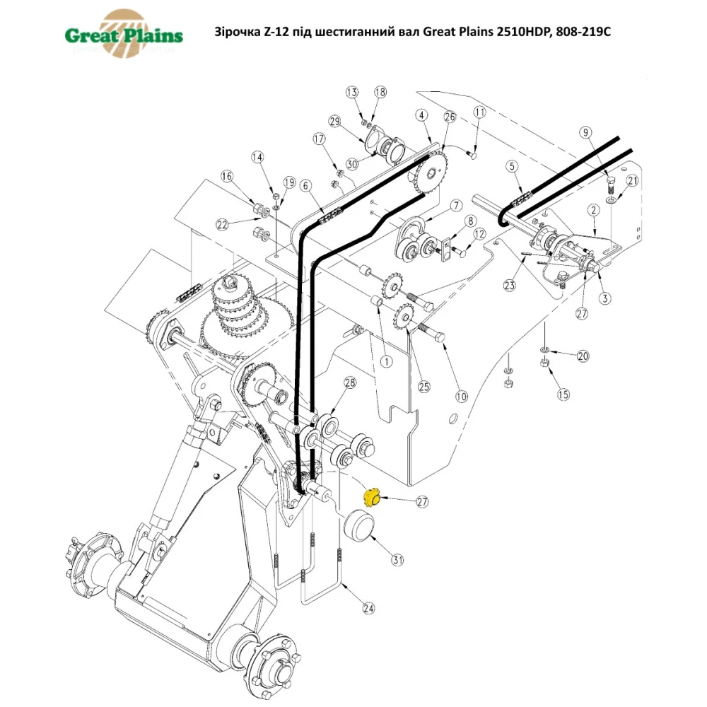 Звездочка z-12 под шестигранный вал Great Plains 2510HDP, 808-219C