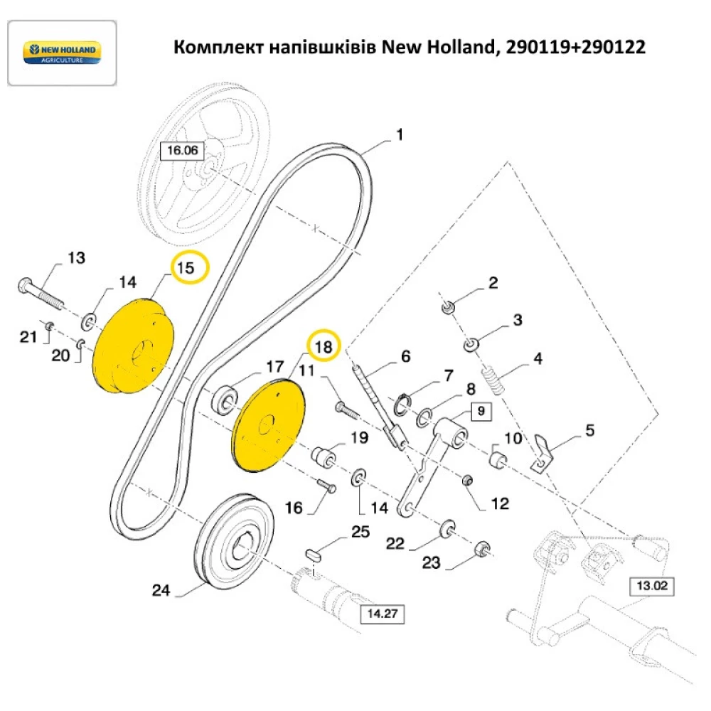Комплект напівшківів New Holland, 290119+290122