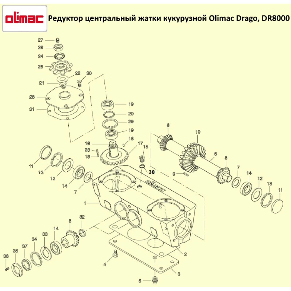 Редуктор привода мисових ланцюгів на кукурудзяну жатку Olimac Drago, DR8000