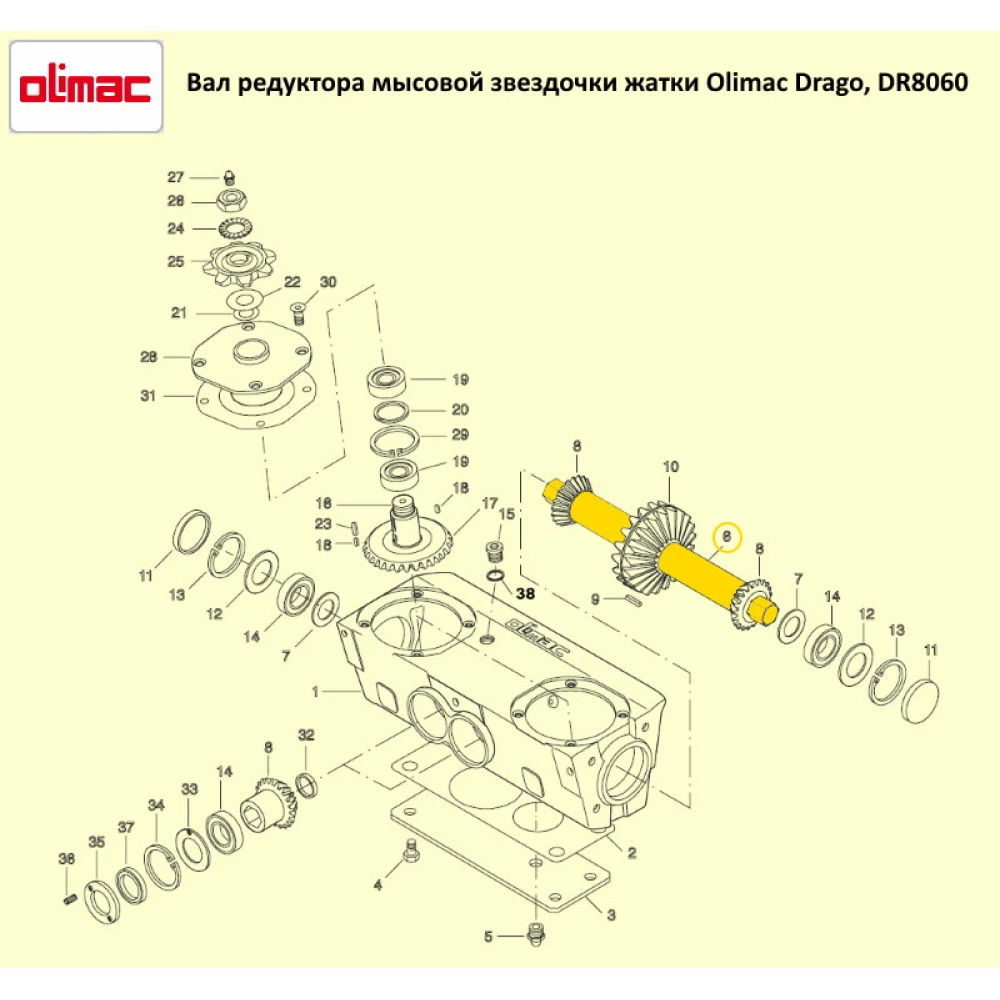 Вал редуктора жатки Olimac Drago, DR8060