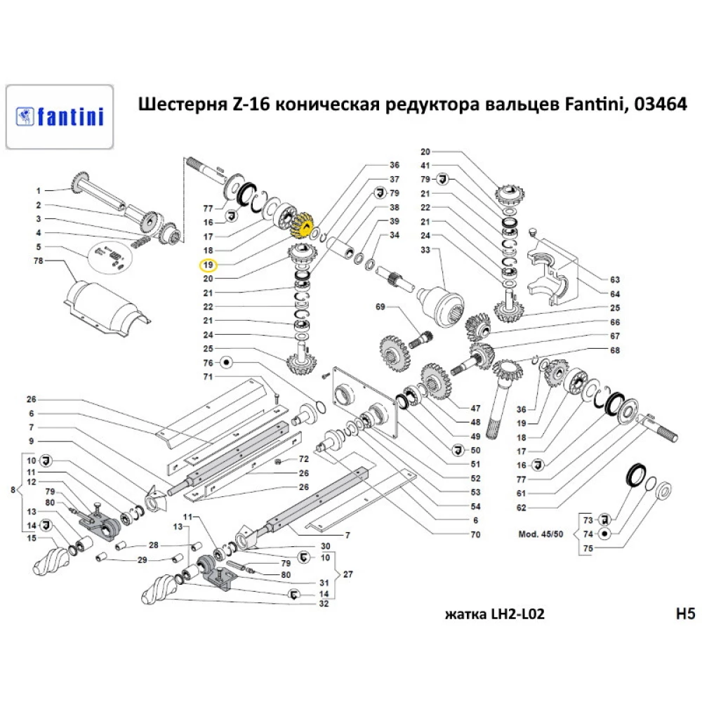 Шестірня Z-16 конічна редуктора вальців Fantini, 03464