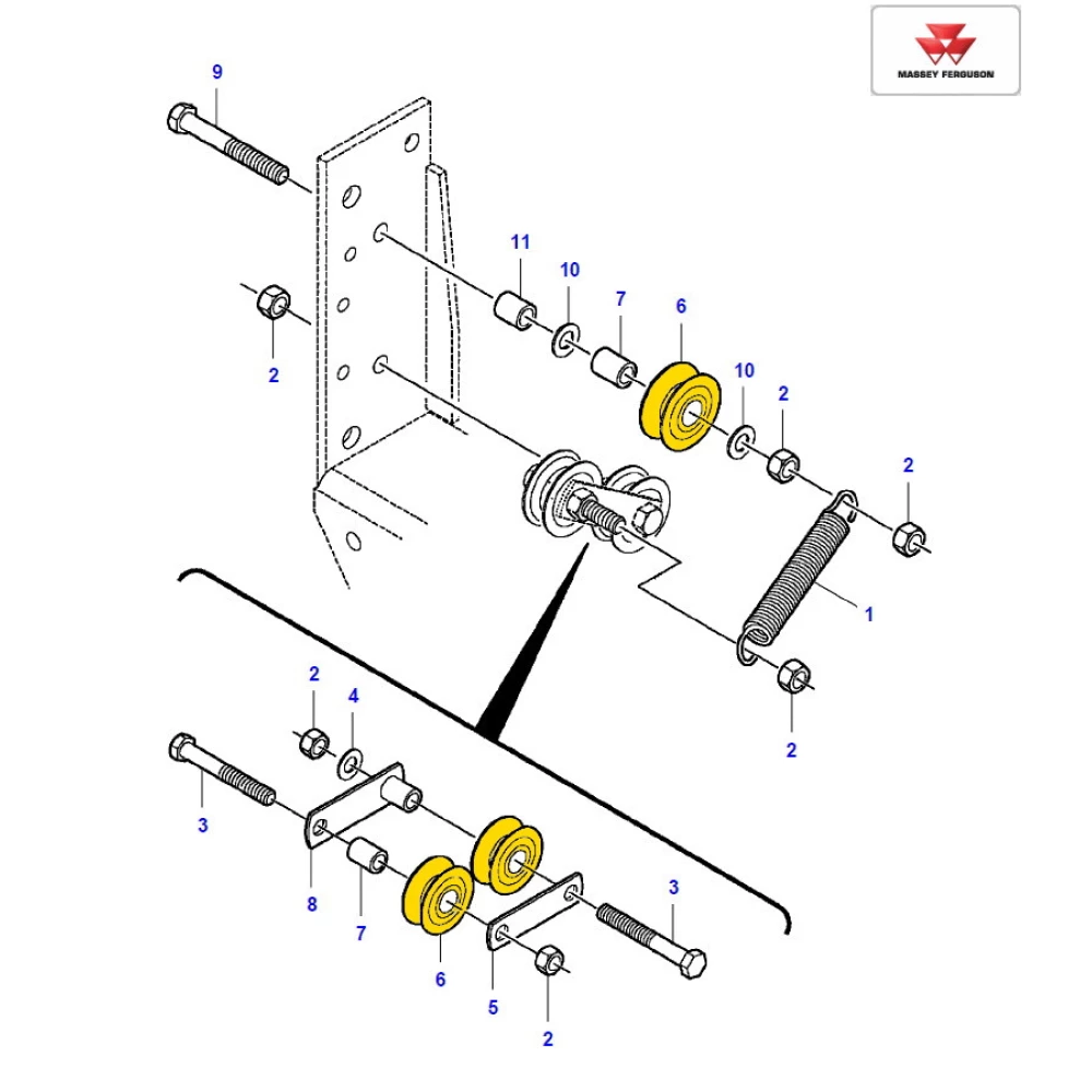 Pолик натяжний Massey Fergusson 555, Challenger 853932